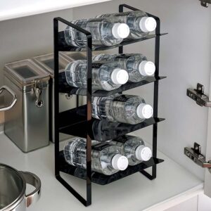 Flaschenregal 4 Etagen Metall schwarz 20x40x20cm | Yamazaki Tower PET Flaschen. Eine schlanke Aufbewahrungslösung für Schränke und die Spüle in Küchen