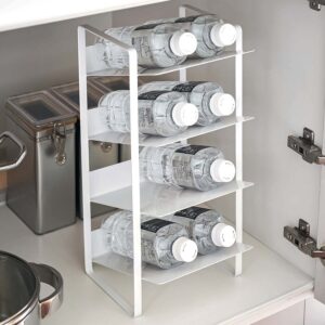 Flaschenregal 4 Etagen Metall weiß 20x40x20cm | Yamazaki Tower PET Flaschen. Eine schlanke Aufbewahrungslösung für Schränke und die Spüle in Küchen.