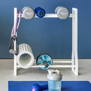 Yamazaki Hantelregal Wohnraum-Design Tower – Metall weiß. Helle Ästhetik für Ihr Home Gym, die perfekt mit Ihrem skandinavischen Wohnstil harmoniert.