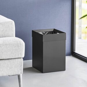 Papierkorb diskrete Öffnung Metall 22x33x22cm 14L | Yamazaki Tower Mülleimer eckig Büro Schreibtisch Abfalleimer Beutelfixierung Japan Design minimali