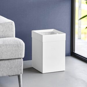 Papierkorb diskrete Öffnung Metall 22x33x22cm 14L | Yamazaki Tower Mülleimer eckig Büro Schreibtisch Abfalleimer Beutelfixierung Japan Design minimali