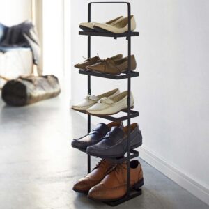 Yamazaki Schuhregal tragbar für 5 Paar Schuhe 22x77x14cm Metall schwarz. Platzsparendes Design ideal für schmale Flure und kleine Eingangsbereiche.