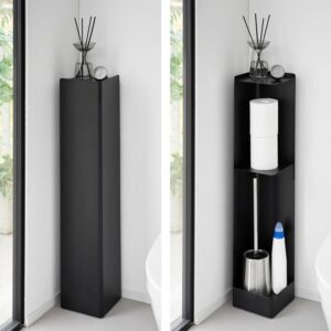 Toilettenpapier Aufbewahrung stehend auf Rollen diskret mobil | Yamazaki Tower – Metall schwarz. Setzen Sie edle Akzente und sorgen Sie für diskreten