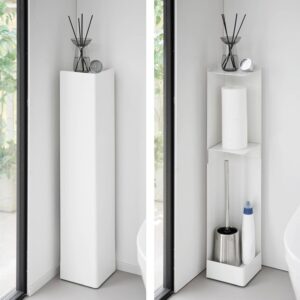 Yamazaki Toilettenpapier Aufbewahrung diskret mobil Tower – Metall weiß. Schaffen Sie ein helles, sauberes Ambiente mit funktionalem Bad-Design.