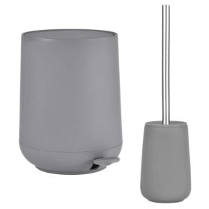 Bad-Accessoires Nova Set 2-teilig grau | Zone Denmark Badezimmer-Set aus Soft-Touch Kosmetikeimer und Toilettenbürste für einen geordneten Boden.