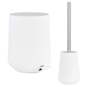 Bad-Accessoires Nova Set 2-teilig weiß | Zone Denmark Badezimmer-Set aus Soft-Touch Kosmetikeimer und Toilettenbürste für einen geordneten Boden.