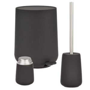 Bad-Accessoires Nova Set 3-teilig black | Zone Denmark Komplettset aus Soft-Touch Seifenspender, Toilettenbürste & Treteimer für das Badezimmer.