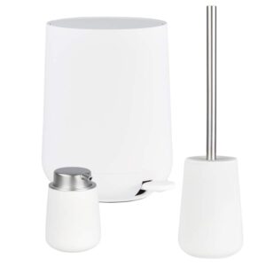 Bad-Accessoires Nova Set 3-teilig white | Zone Denmark Komplettset aus Soft-Touch Seifenspender, Toilettenbürste & Treteimer für das Badezimmer.