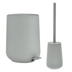 Bad-Accessoires Nova One Set 2tlg graugrün | Zone Denmark Monochrome Design-Kombi aus Soft-Touch Kosmetikeimer und Toilettenbürste aus Steingut fürs B