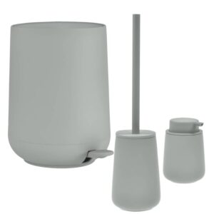 Bad-Accessoires Nova One Set 3tlg matcha green | Zone Denmark Monochrome Design-Kombi aus Soft-Touch Kosmetikeimer, Toilettenbürste & Seifenspender fü